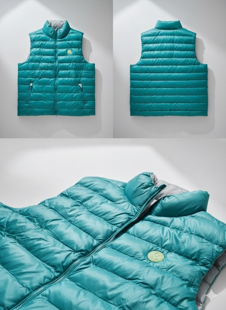 Strandfein Menswear Wendeweste Grün/Stein Herren Größe 60 Steppweste